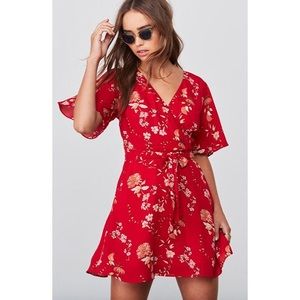 BB Dakota Faux Wrap Floral Dress with Pockets